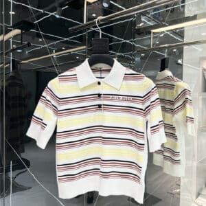 miumiu contrast color striped Polo top