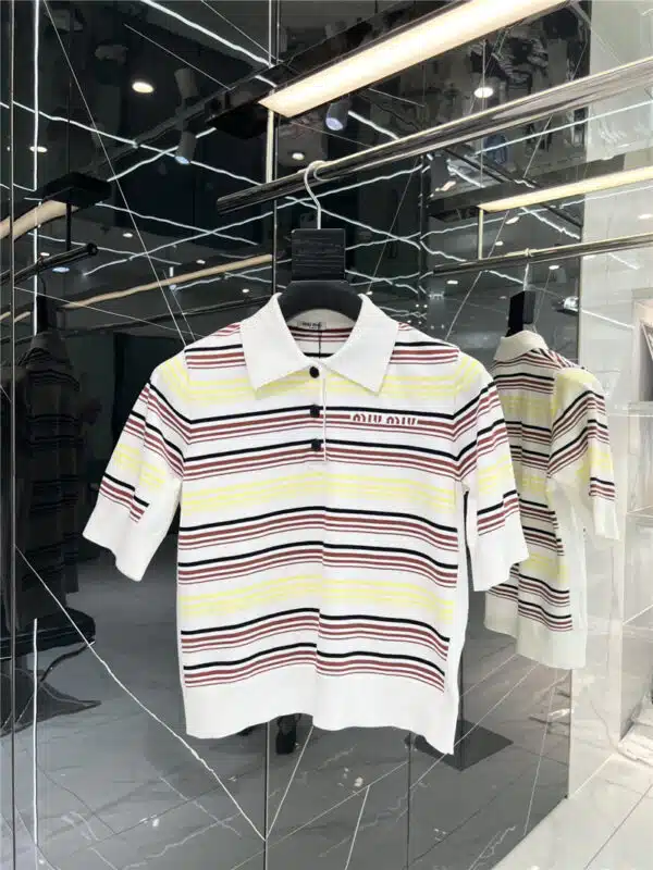 miumiu contrast color striped Polo top