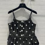 chanel polka dot printed leather top suspenders