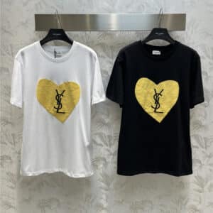 YSL Love Letter Print Logo Round Neck T-Shirt