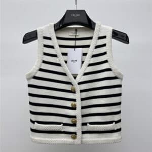 celine V-neck sleeveless gold button vest vest