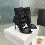 Balmain mesh and Velcro open-toe heeled sandals