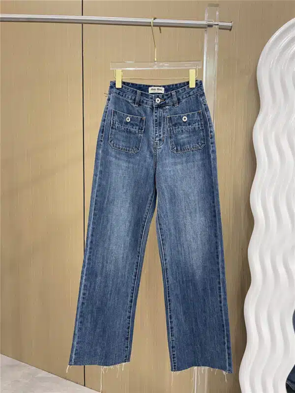 miumiu back pocket small logo jeans