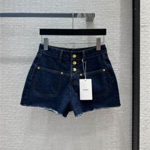 celine dark blue pocket denim shorts