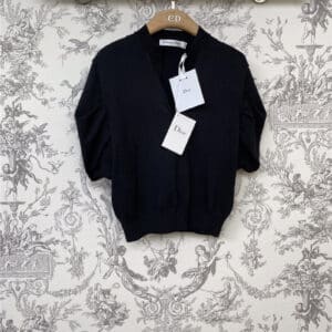 dior cd puff sleeve knitted top