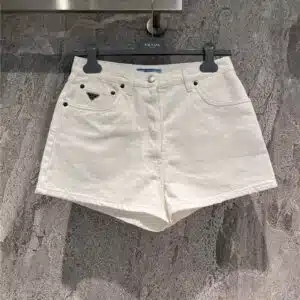 prada white denim shorts