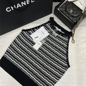 Chanel striped neck vest