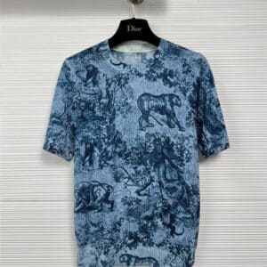 dior wool print knitted short-sleeved top