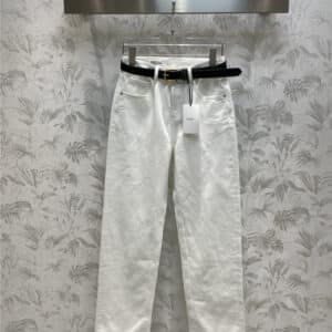 celine new white denim straight pants