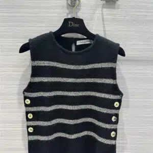 dior black gray striped wool vest