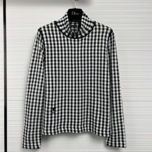 dior houndstooth silk cashmere long-sleeved top