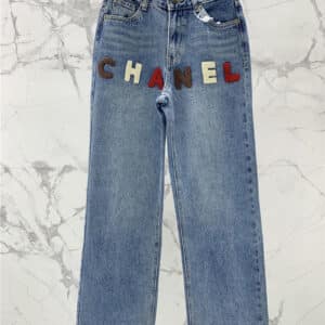 chanel logo jeans