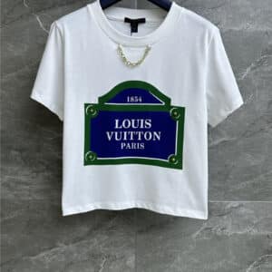 louis vuitton LV logo street sign print T-shirt