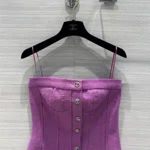 chanel purple tweed tube top