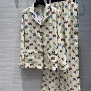 dior print pajama style long sleeve suit