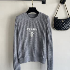 prada classic jacquard logo sweater