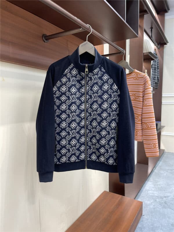 Louis Vuitton LV classic logo jacquard zipper sweater
