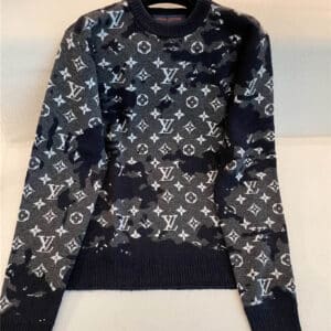 louis vuitton LV logo embroidered crew neck sweater