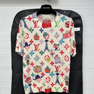 louis vuitton LV color printed logo knitted short sleeves