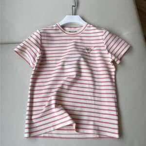 prada pink and white striped short-sleeved T-shirt