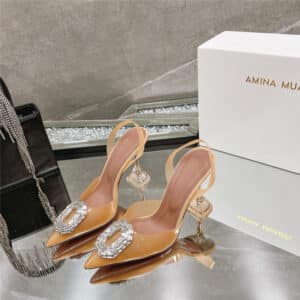 AMINA MUADDI rhinestone buckle heeled sandals