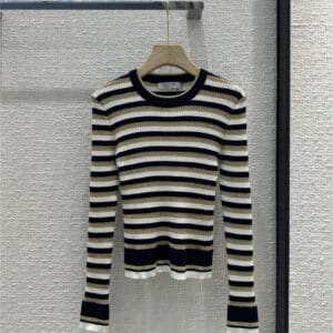 valentino contrast lamé striped knitted top