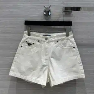 prada white series denim shorts