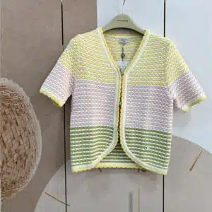 Chanel knitted short sleeve color contrast cardigan