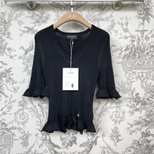 Chanel summer new knitted mid-sleeved top