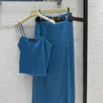 miumiu small suspender top + mid-length skirt suit