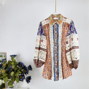 zimm paneled style wide-sleeved village shirt