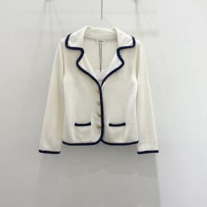 celine navy blue striped knitted cardigan