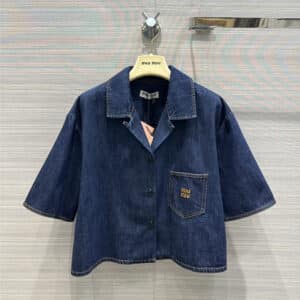 miumiu Vintage Blue Denim Short Sleeve Shirt