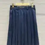 miumiu new retro blue primary color denim pleated skirt
