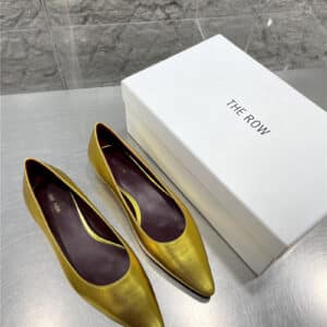 The row new French pointed toe chunky low-heeled shoes