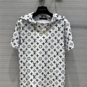 louis vuitton LV Monogram print geometric pattern hooded T-shirt