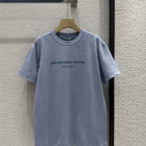 alexander wang logo foam print blue short-sleeved T-shirt