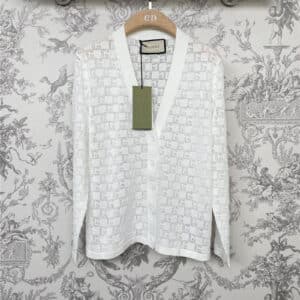 gucci summer new hollow letter jacquard knitted cardigan