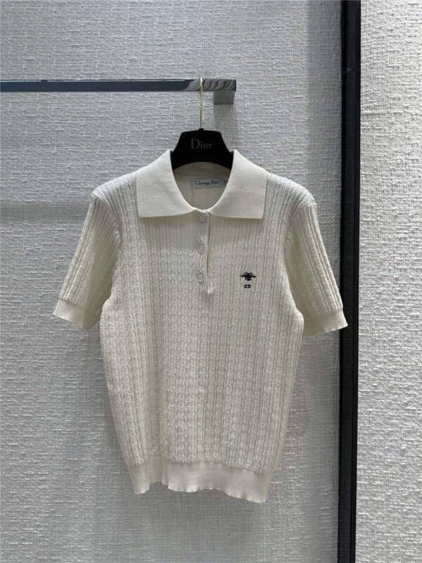 Dior temperament Polo collar knitted short sleeves