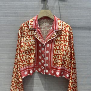 versace elegant lapel collar silk shirt