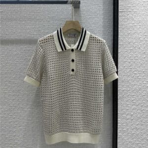 Brunello Cucinelli Cutout Sequined Knit Polo Shirt