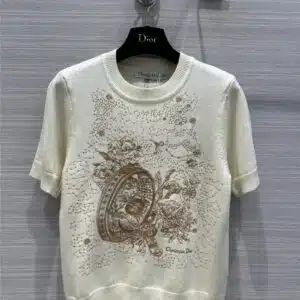 Dior heavy industry positioning embroidery knitted top