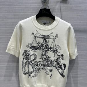 Dior heavy industry positioning embroidery knitted top