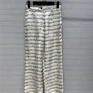 louis vuitton LV Summer series musical notes printed silk trousers