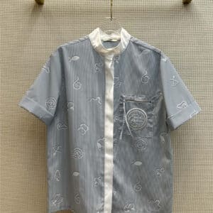 fendi blue striped short sleeve shirt