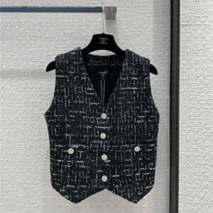 Chanel gradient blue yarn woven soft tweed vest