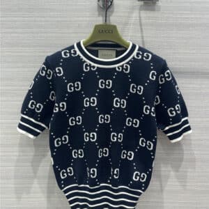 gucci vintage sapphire blue small waist knitted top