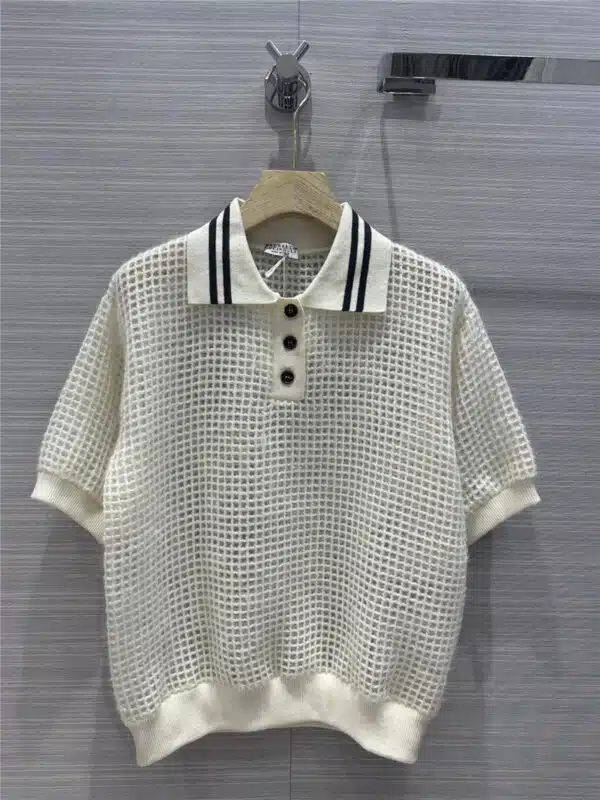 Brunello Cucinelli Sequined Polo Cashmere Sweater