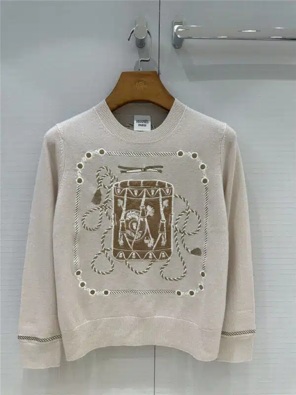 Hermès chain-jacquard-embroidered cashmere pullover