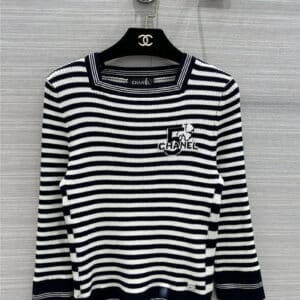 chanel classic single product striped knitted top